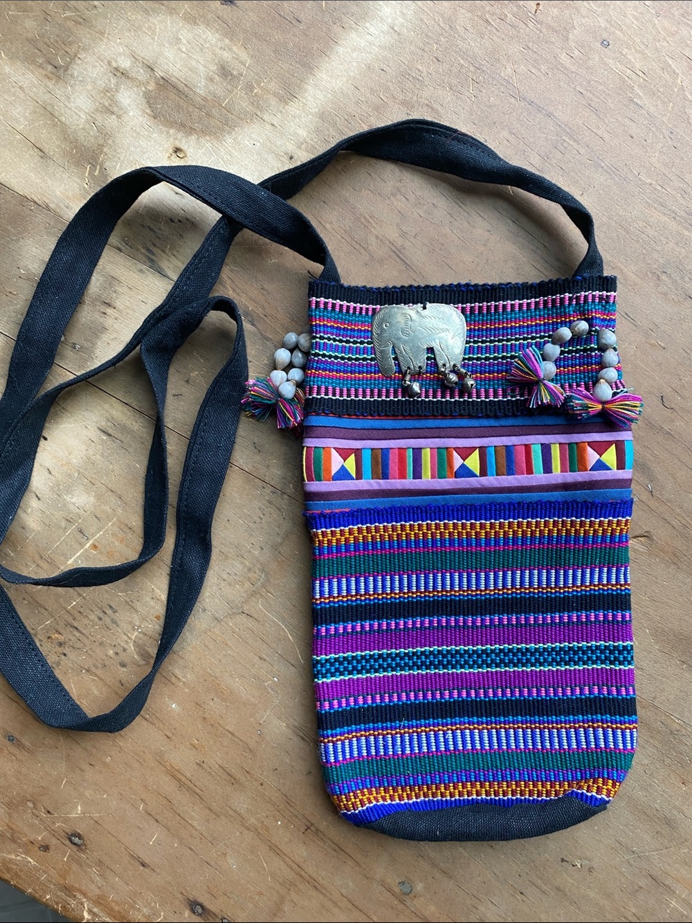 Southeast Asian Woven Crossbody Water Bottle Holder Bag